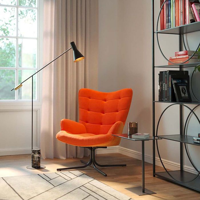 Fauteuil pivotant Oscar velours orange Kare Design