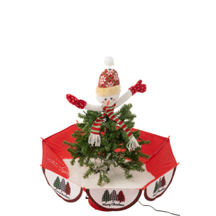 J-Line décoration sapin de Noël Bonhomme de neige neigeux - fer - vert/rouge - LED