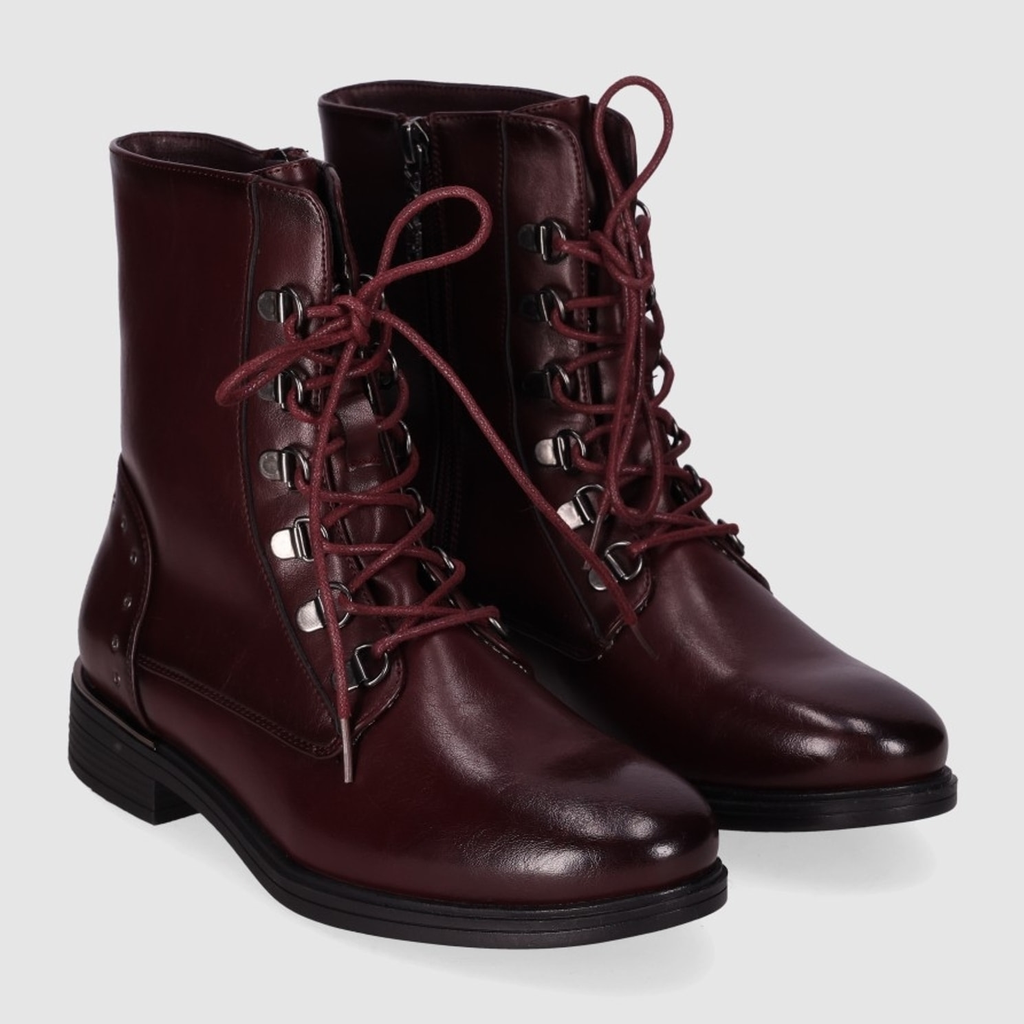 Botines - Vino - Tacón: 3 cm