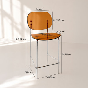 Lot de 2 chaises de bar en résine acrylique et métal ambre GLAM
