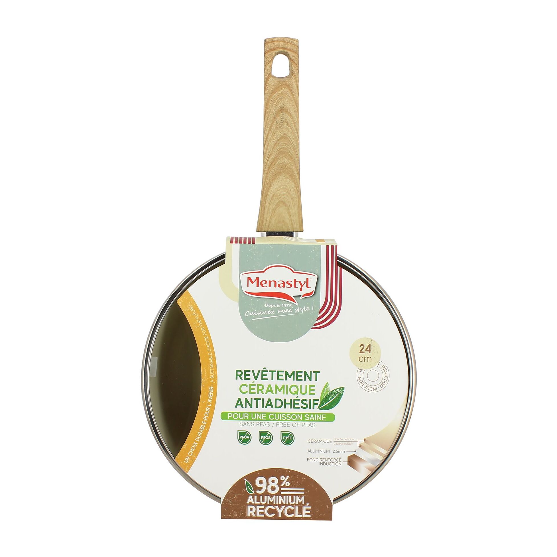 Sauteuse 24cm avec revêtement céramique crème - tous feux COLORAMA