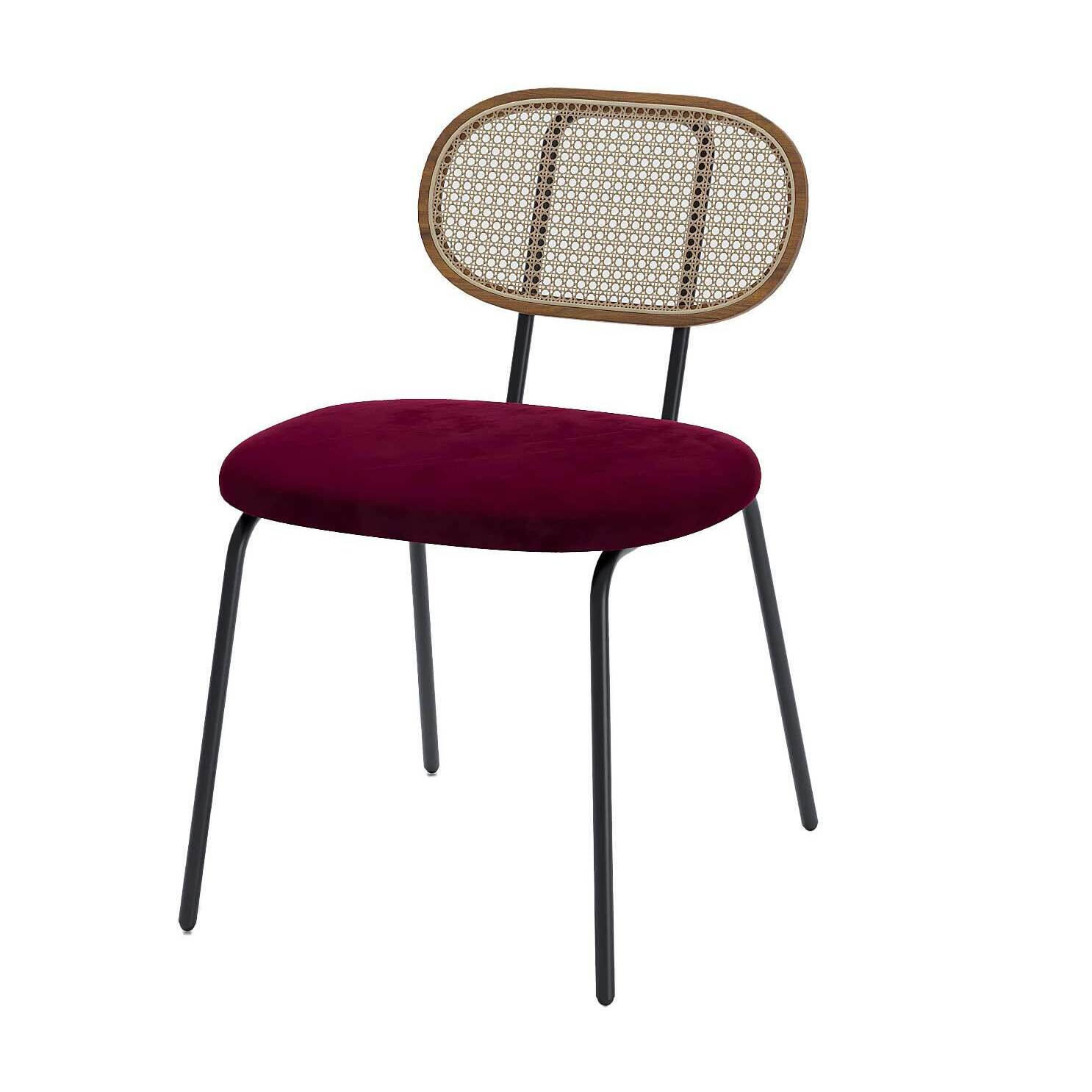 Lot de 2 chaises en rotin et velours