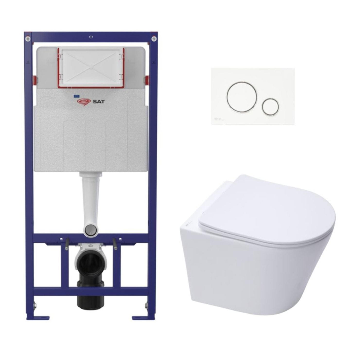 Pack WC bâti ECO 2L Swiss Aqua Technologies + WC suspendu Swiss Aqua Technologies + plaque blanc/chrome (STESTINWR03-FR)