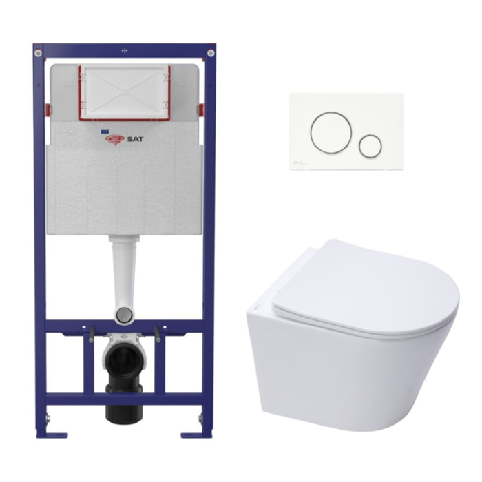 Pack WC bâti ECO 2L Swiss Aqua Technologies + WC suspendu Swiss Aqua Technologies + plaque blanc/chrome (STESTINWR03-FR)