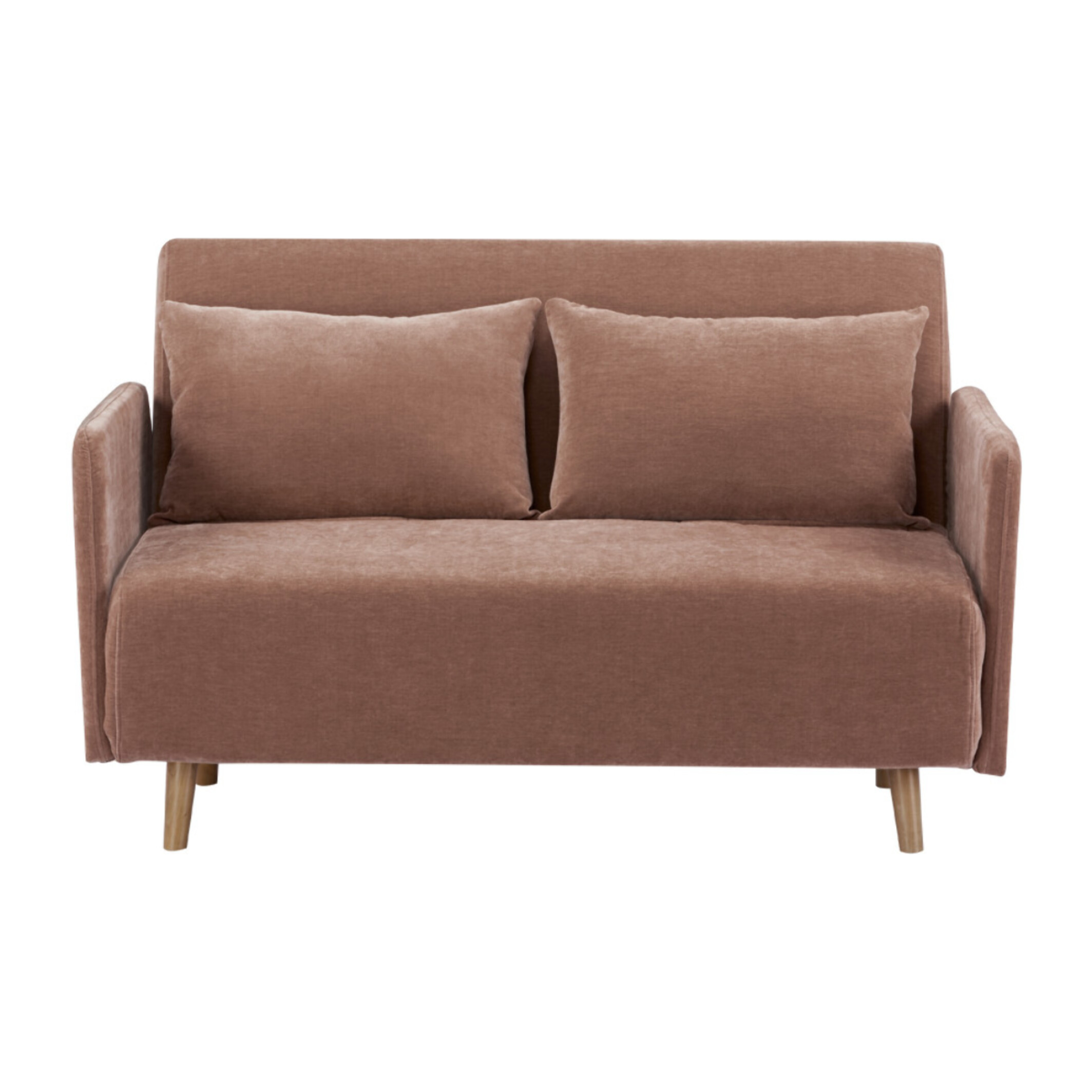 Belushi - Canapé convertible 2 places en tissu chenille L120cm - Terracotta