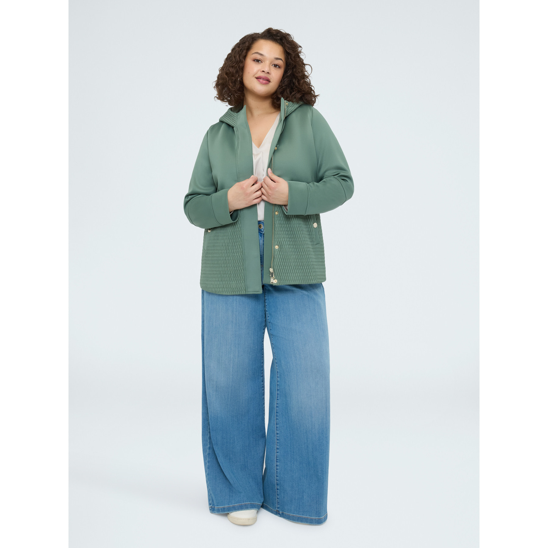 Fiorella Rubino - Chaqueta en scuba con detalles matelassé - Verde militare