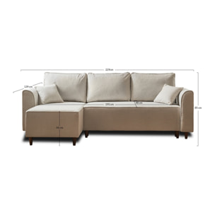 Saphir - canapé d'angle réversible 4 places - convertible - avec coffre - en tissu - Vert sauge