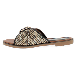 Marina Galanti Scarpe Donna Flat Slippers with Gold Horsebit MG 1E162 Black