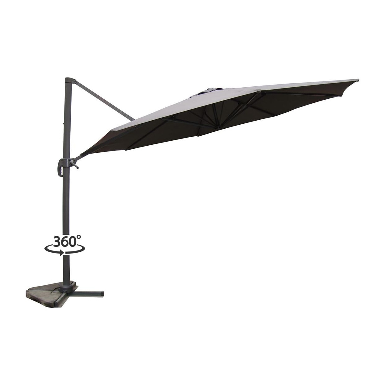 Parasol déporté et rotatif Ø 3,5 m gris TARGA