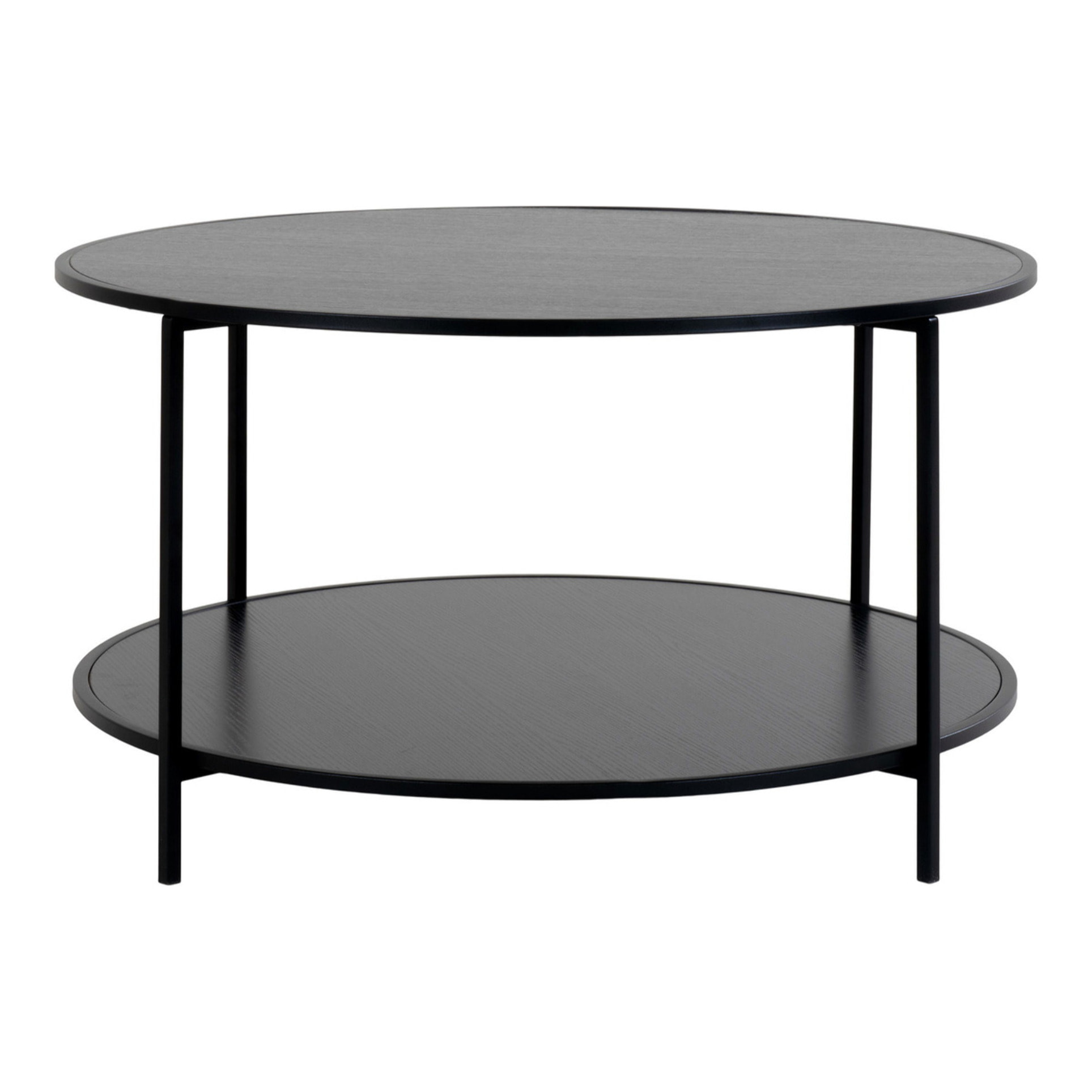 Tavolino da salotto Vita rotondo in nero con struttura in acciaio, ø80×45 cm