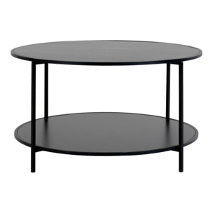 Tavolino da salotto Vita rotondo in nero con struttura in acciaio, ø80×45 cm