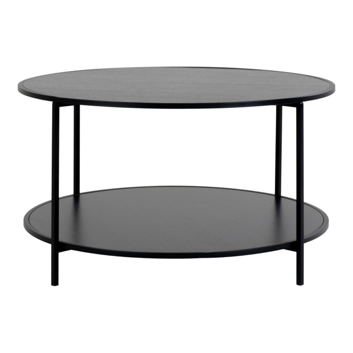 Tavolino da salotto Vita rotondo in nero con struttura in acciaio, ø80×45 cm