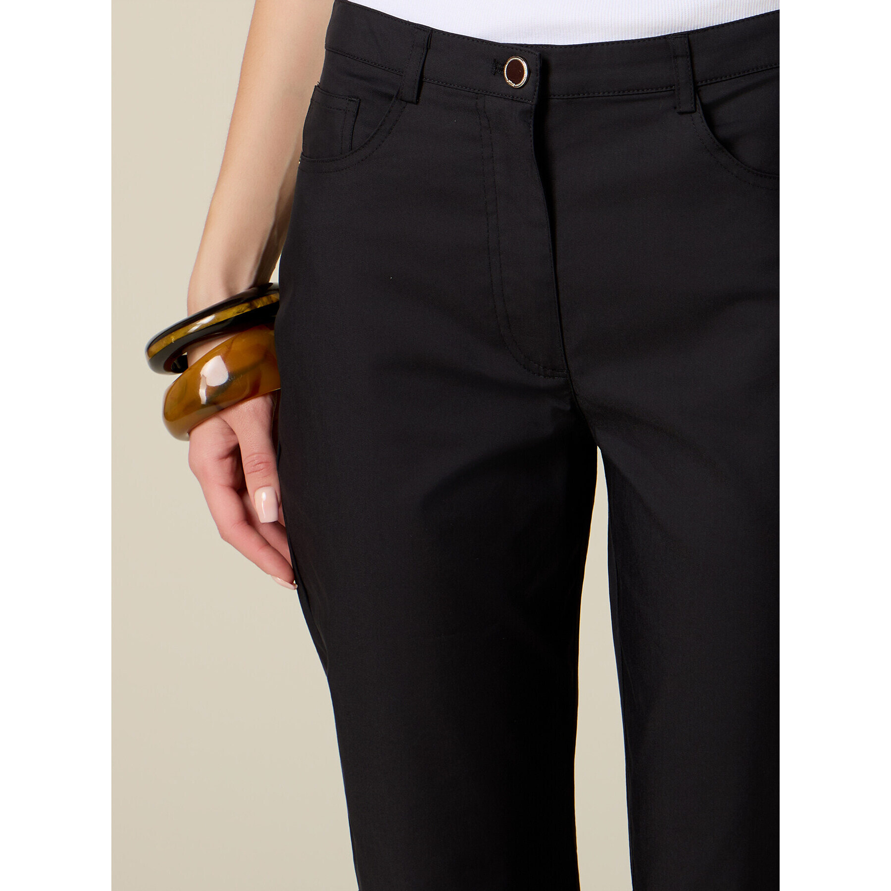 Oltre - Pantaloni skinny misto cotone - Nero
