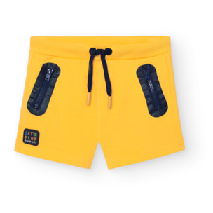 Bermudas para niÃ±o en algodÃ³n estampado de color amarillo