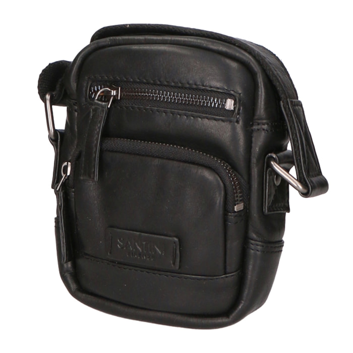 Borsa a tracolla unisex vera pelle - Modello False - Made in Italy - 17.0 x 17.0 x 3.0 cm