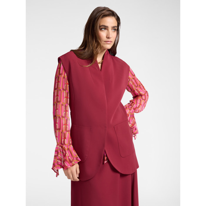 Elena Mirò - Blazer senza maniche in cady stretch - Bordeaux