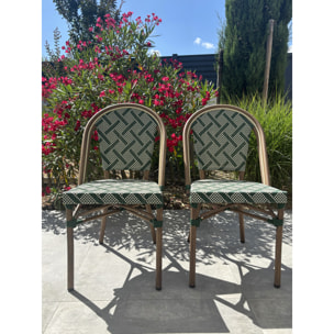 BISTRO - Lot de 2 fauteuils de jardin empilables en aluminium - vert