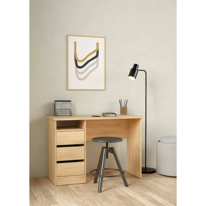 Scrivania Huaning, Scrittoio multiuso, Tavolo per ufficio porta PC, Piano di lavoro, 110x49 h76 cm, Rovere