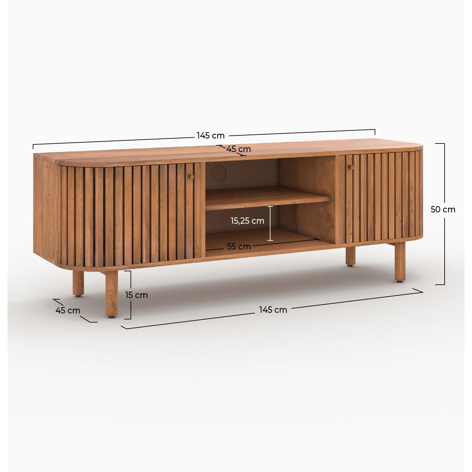 Meuble TV en bois d'acacia 145 cm - Paola