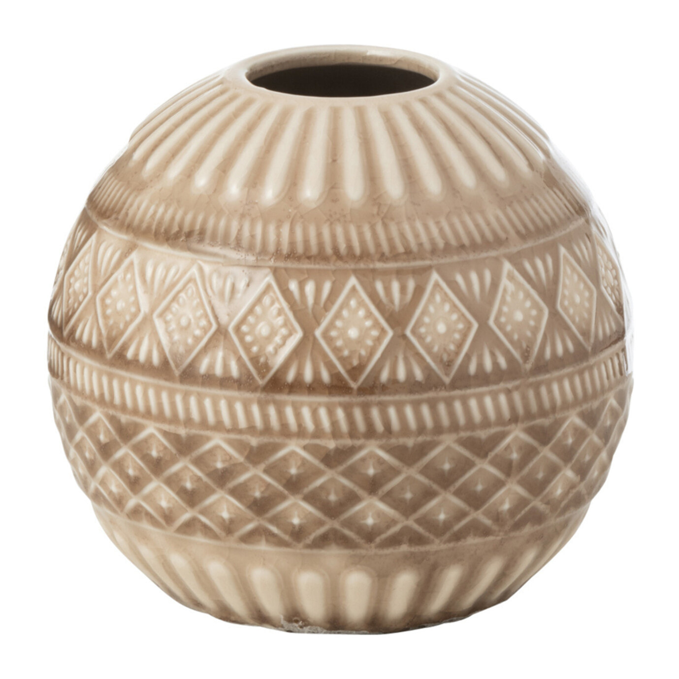 J-Line Vase Boule Ethnique Porcelaine Beige Small