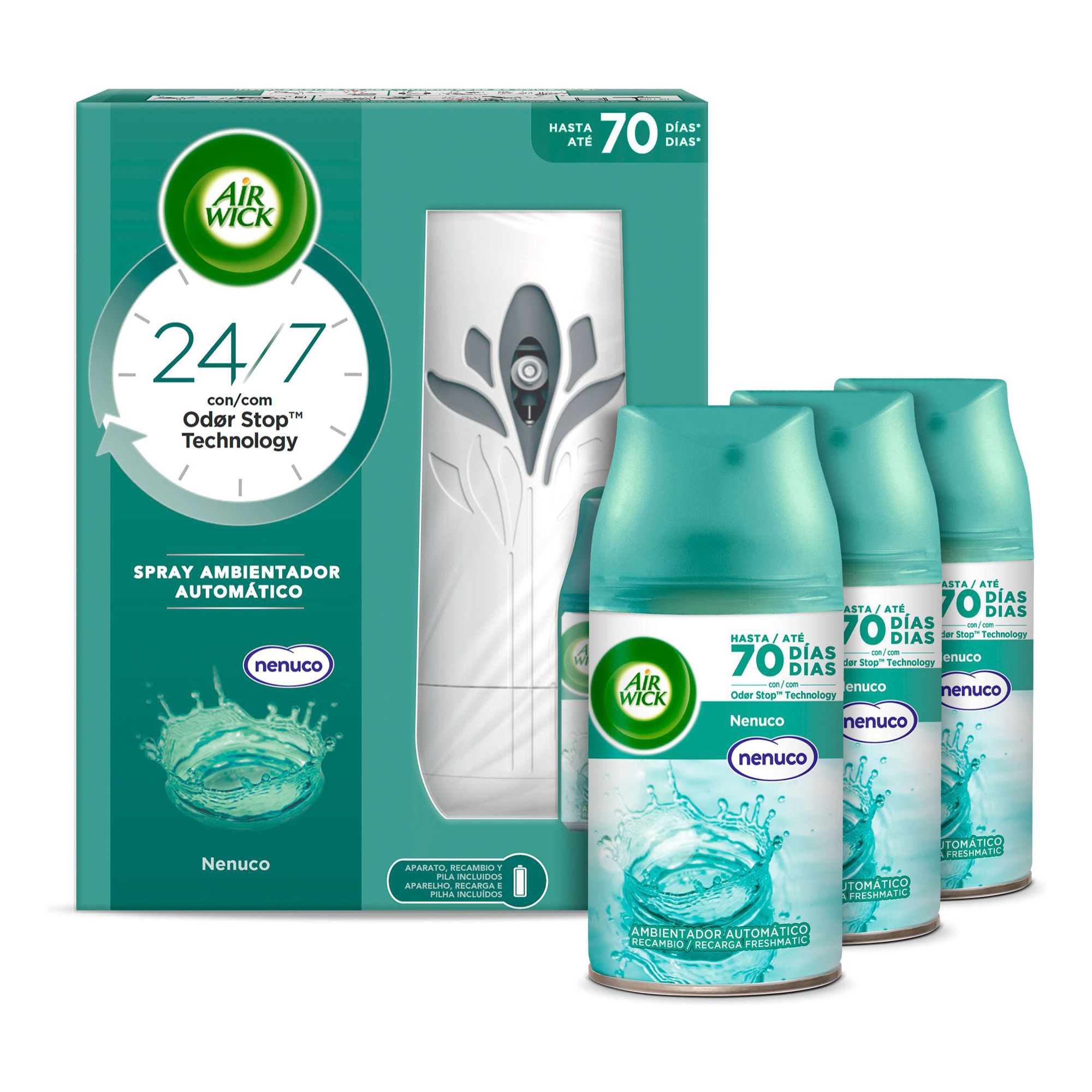 PACK AIRWICK FRESHMATIC NENUCO 1 APARATO + 4 RECAMBIOS