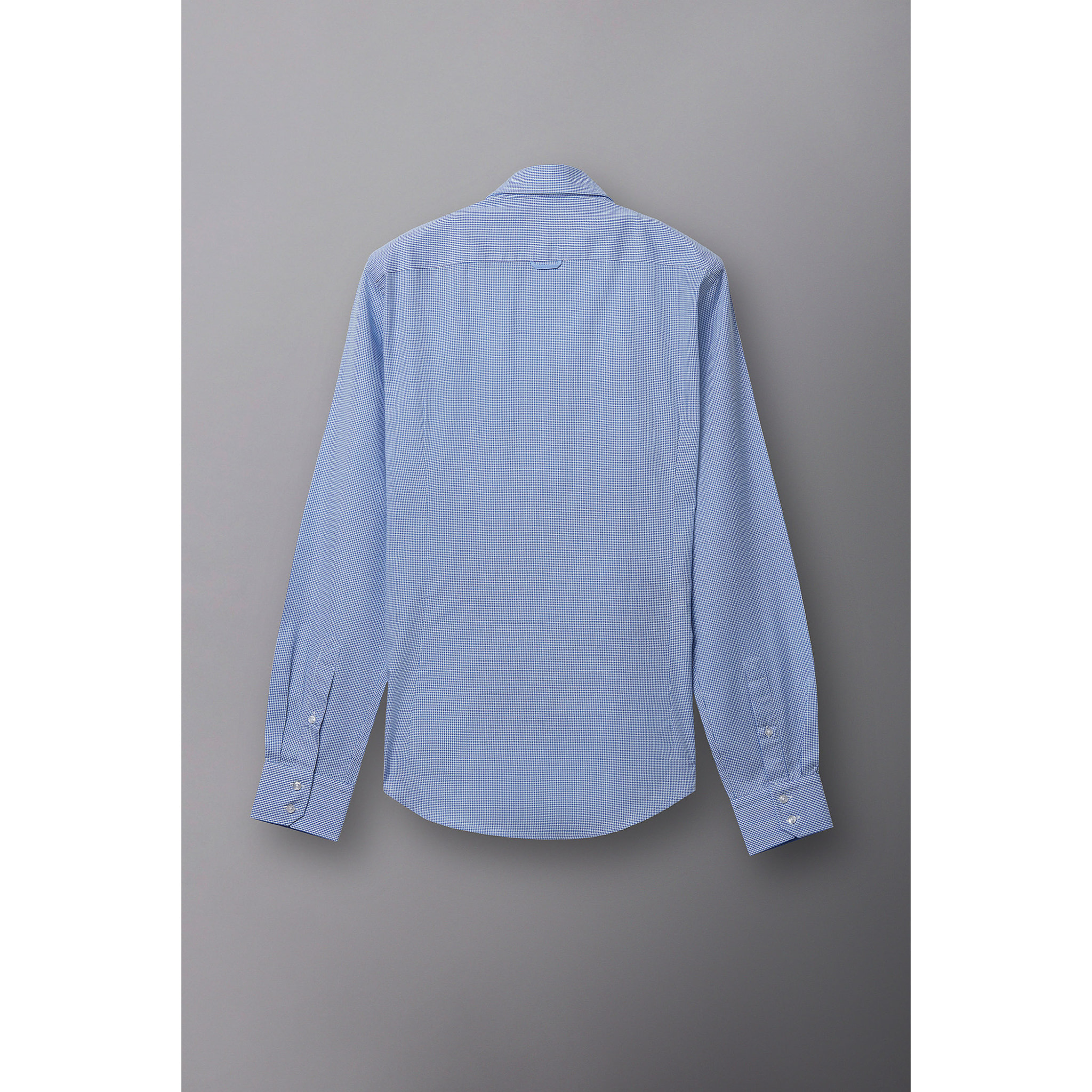 Camicia Uomo 2 Bottoni Button Down Slim Jacquard Fantasia Bianco/Celeste
