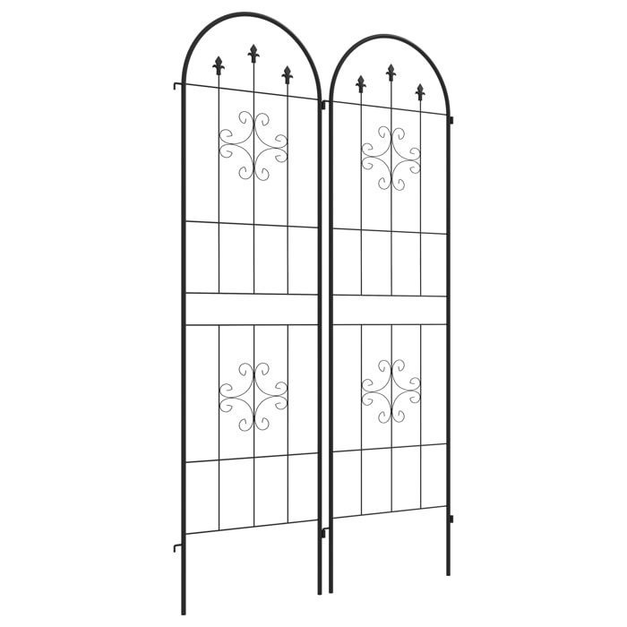 Juego de 2 Enrejados de Jardín, Soportes para Plantas Trepadoras con Marco de Acero, para Frutas, Verduras, Flores, Decoración Exterior para Patio, Terraza, 50x180 cm, Negro