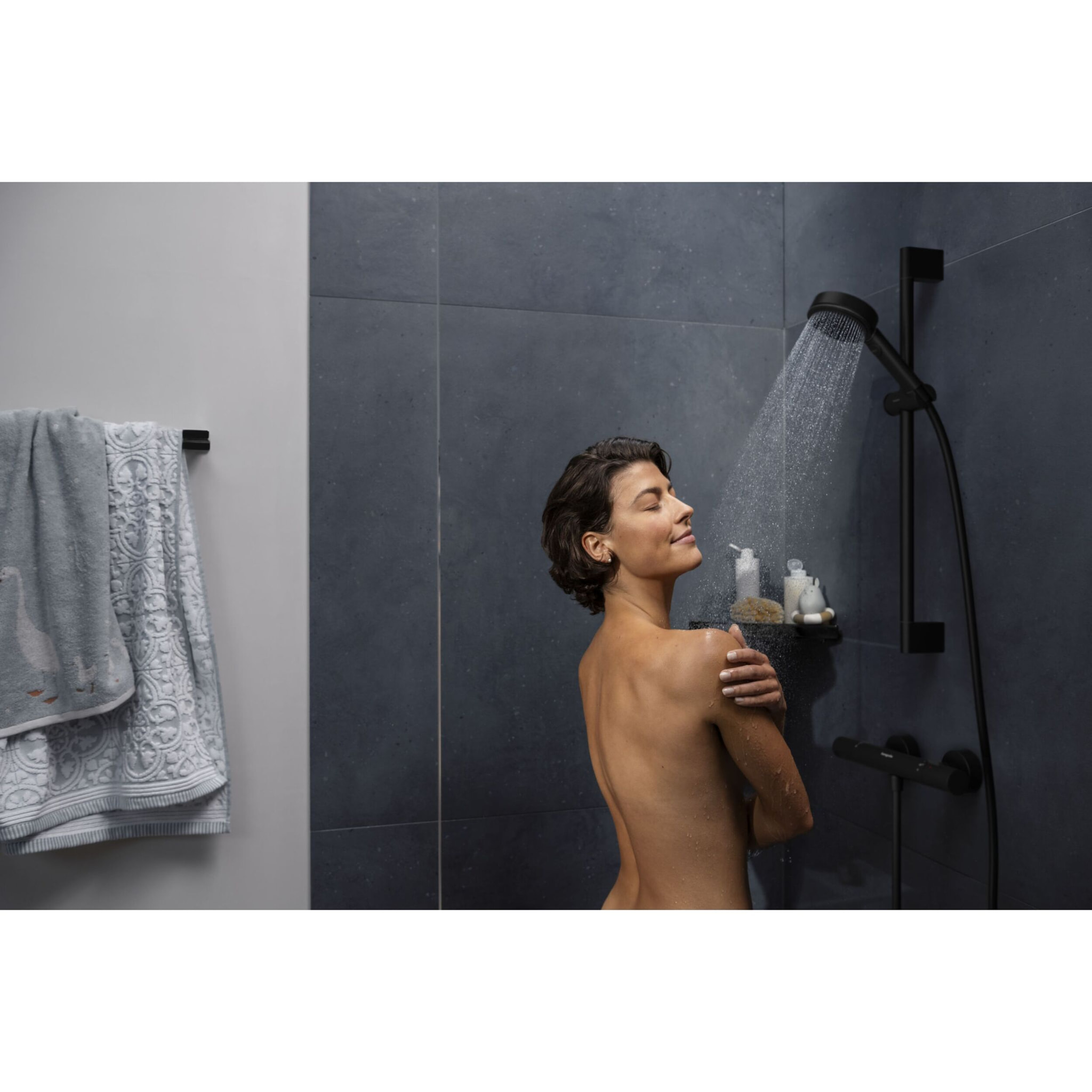 Mitigeur thermostatique douche C3 Ecostat Fine, Noir mat