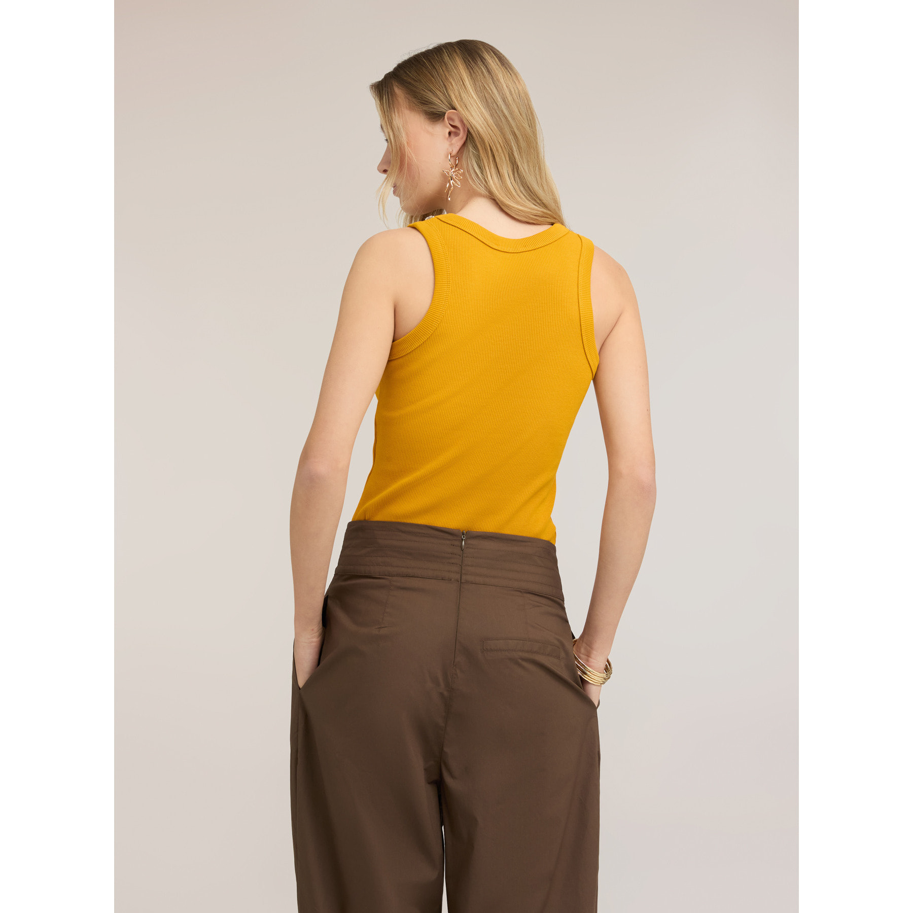 Motivi - Top con strass sullo scollo - Giallo
