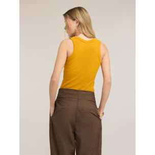 Motivi - Top con strass sullo scollo - Giallo