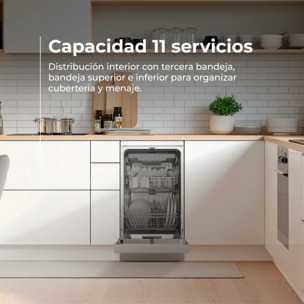 LAVAVAJILLAS EVVO D3 Slim (45 cm), 10 Cubiertos, 8 Programas, Blanco, Ancho 450 mm