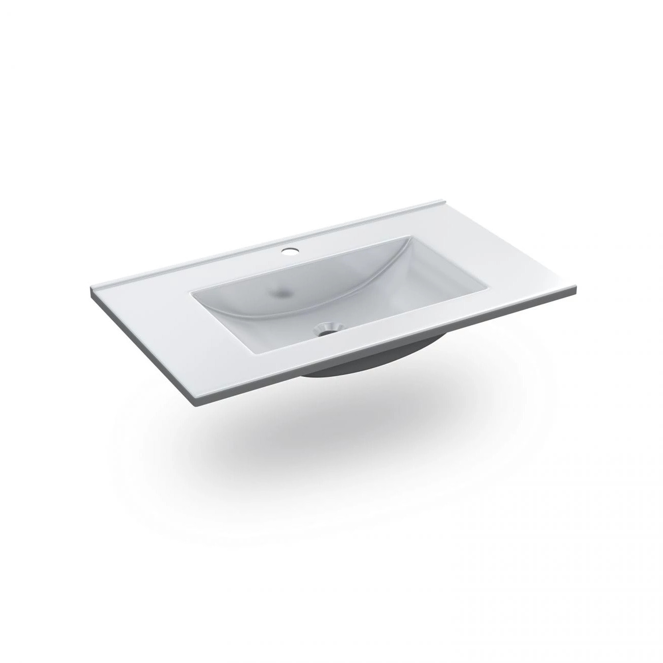 Lavabo de resina rectangular en blanco 80x45 cm Nilo Blanco Blanco