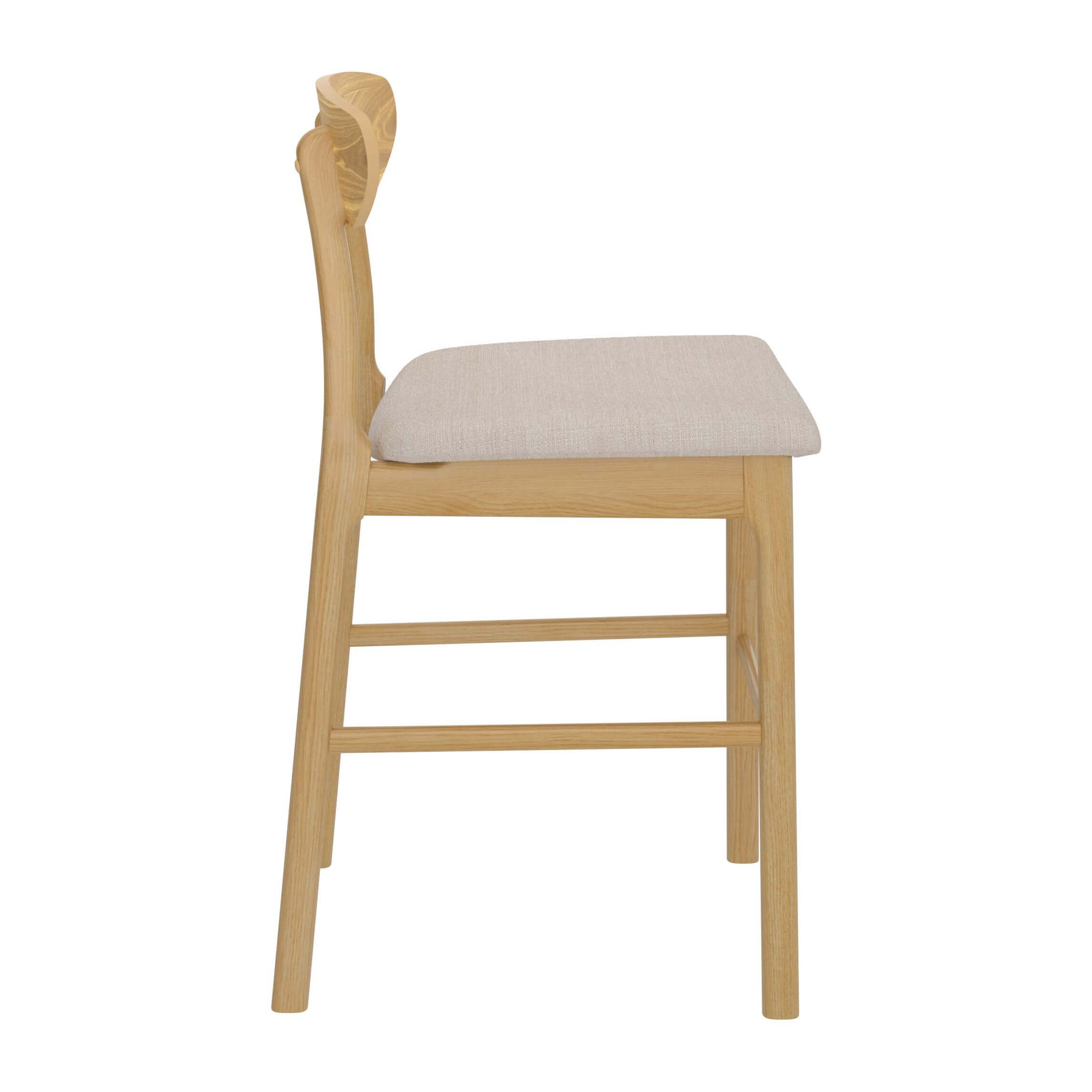 Chaise de bar mi-hauteur Lana en tissu beige et bois 66 cm (lot de 2)