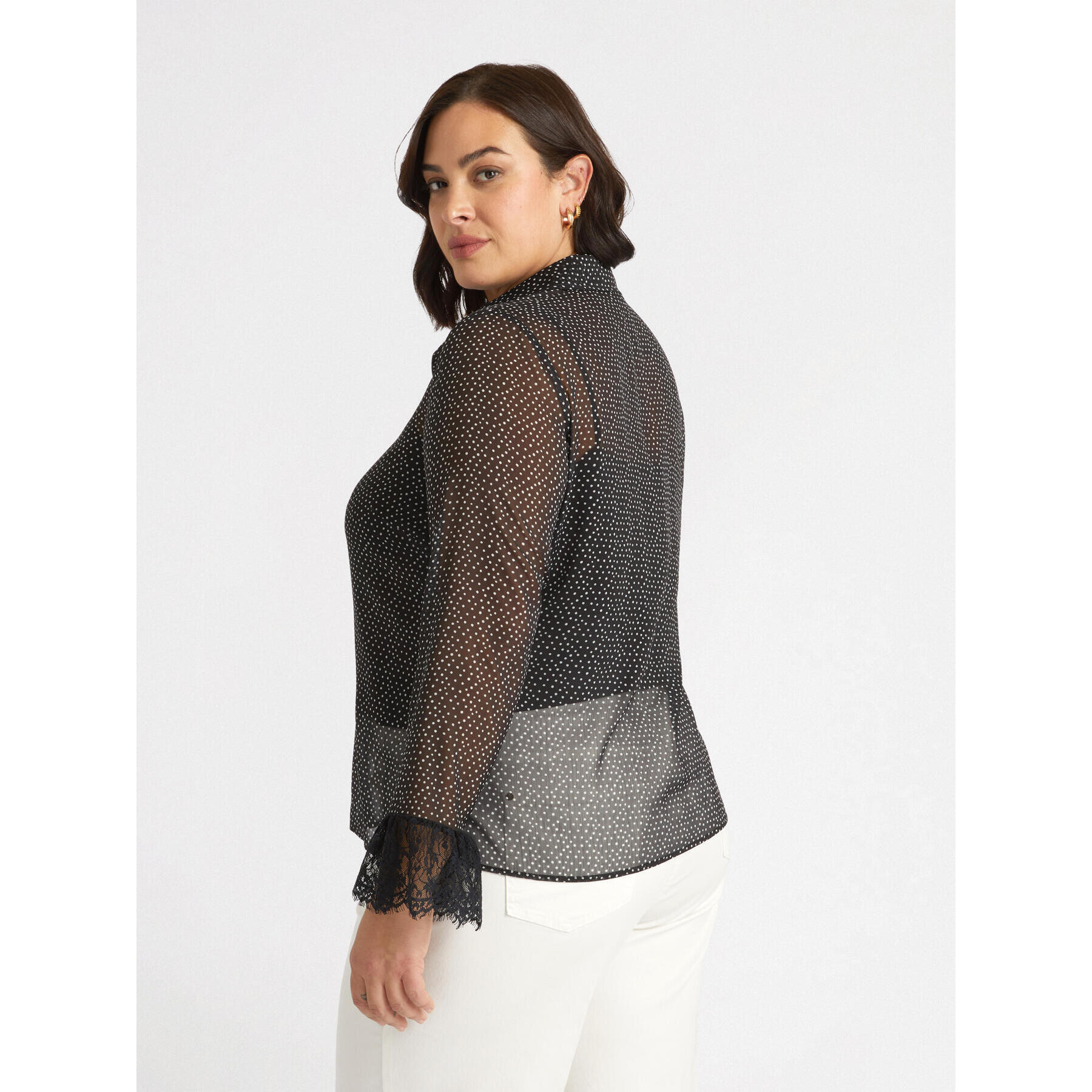 Fiorella Rubino - Camisa de lunares con volantes - Negro