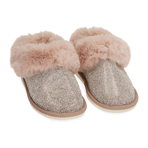 Stivaletti rosa in microfibra con strass