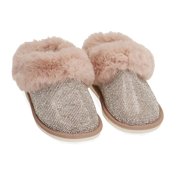 Stivaletti rosa in microfibra con strass