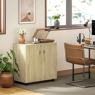 Armoire de bureau verrouillable 2 portes étagère effet bois clair