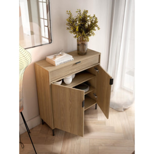 Zapatero Alice melamina roble dorado patas grafito 89x80x29 cm