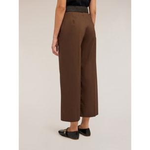 Motivi - Pantalones cropped de popelina - Marrón