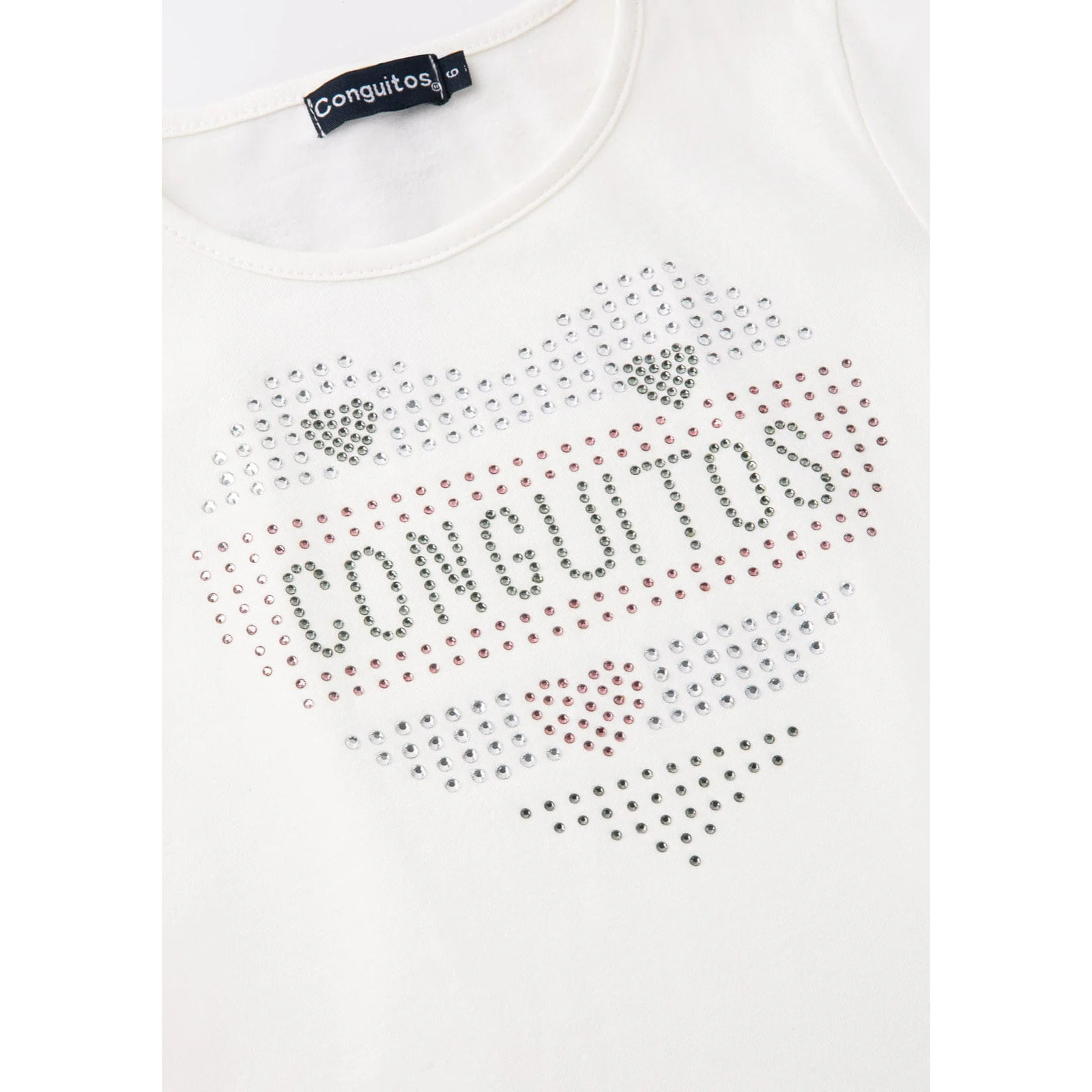 Camiseta Corazón Strass Blanca Niña