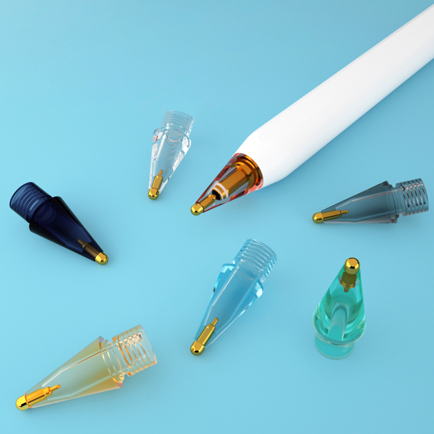 Ricambio punta in metallo per Pencil iPad generazione 1 e 2. Trasparente. Colori casuali.