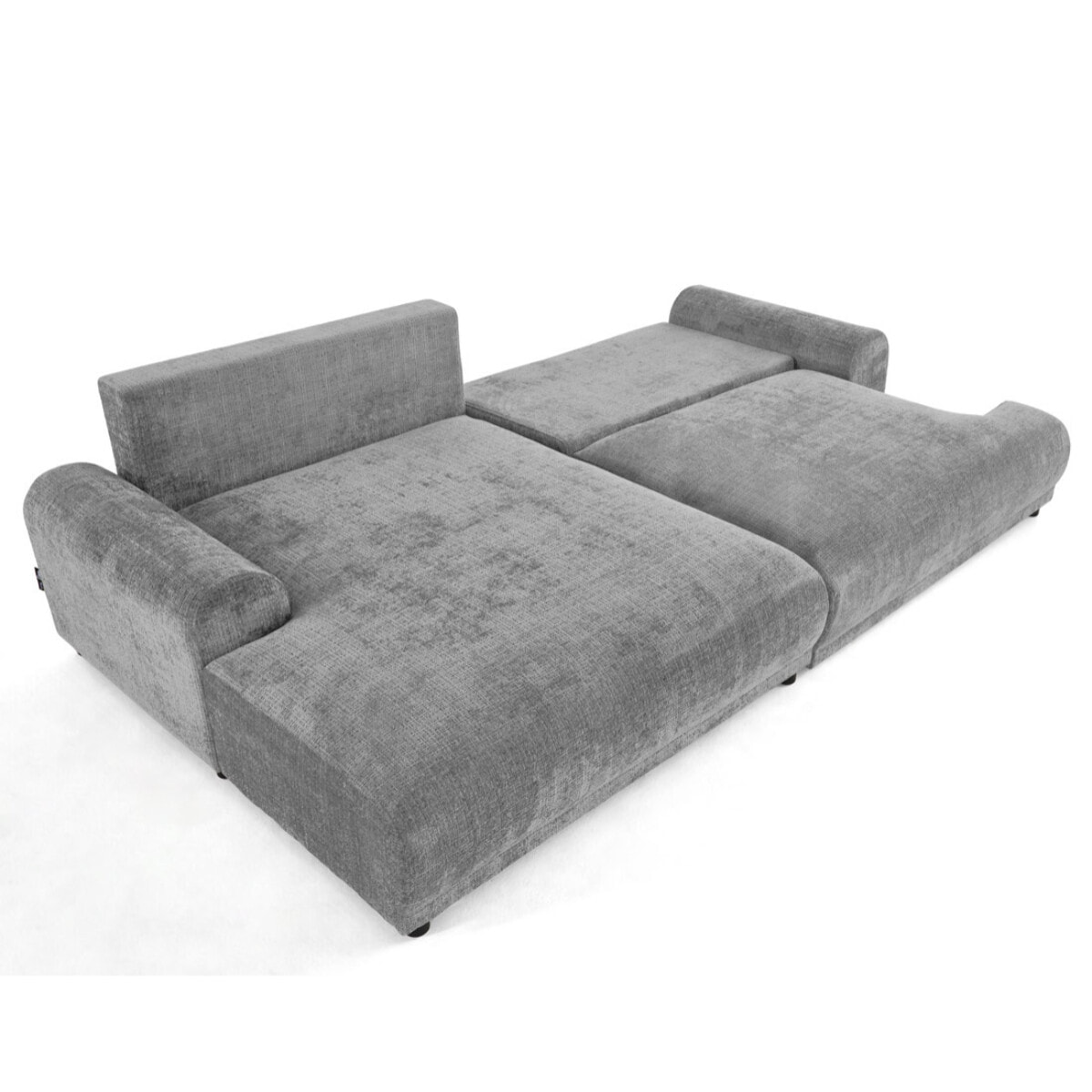 Nelly - canapé d'angle gauche 4 places convertible avec coffre en velours texturé - Gris