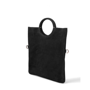 Borsa a mano da donna Made in Italy - Modello Zelia - Pelle scamosciata - 29.0 x 30.0 x 1.0 cm