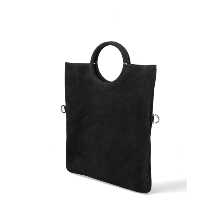 Borsa a mano da donna Made in Italy - Modello Zelia - Pelle scamosciata - 29.0 x 30.0 x 1.0 cm