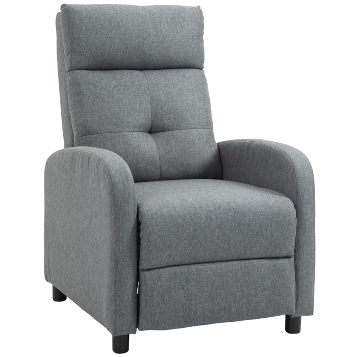 Fauteuil de relaxation grand confort dossier inclinable repose-pied ajustable tissu gris