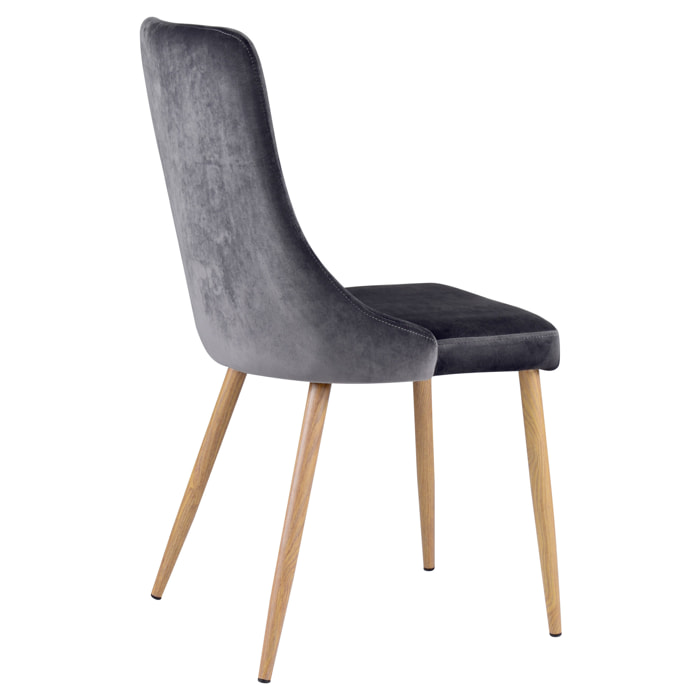 Lot de 2 chaises en velours gris - Vinni
