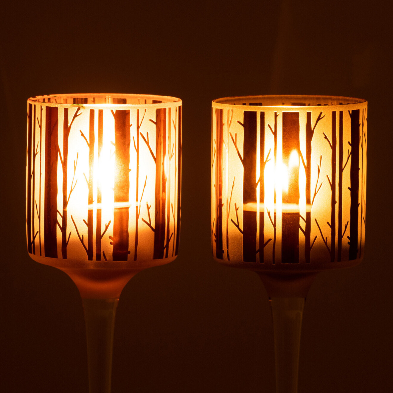 J-Line photophore sur pied Arbre - verre - marron - small - 2 pcs