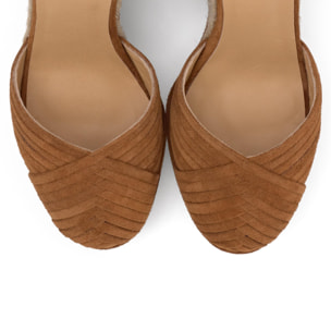 Alpargata de cuña Colina en serraje con cierre pulsera y doble plataforma