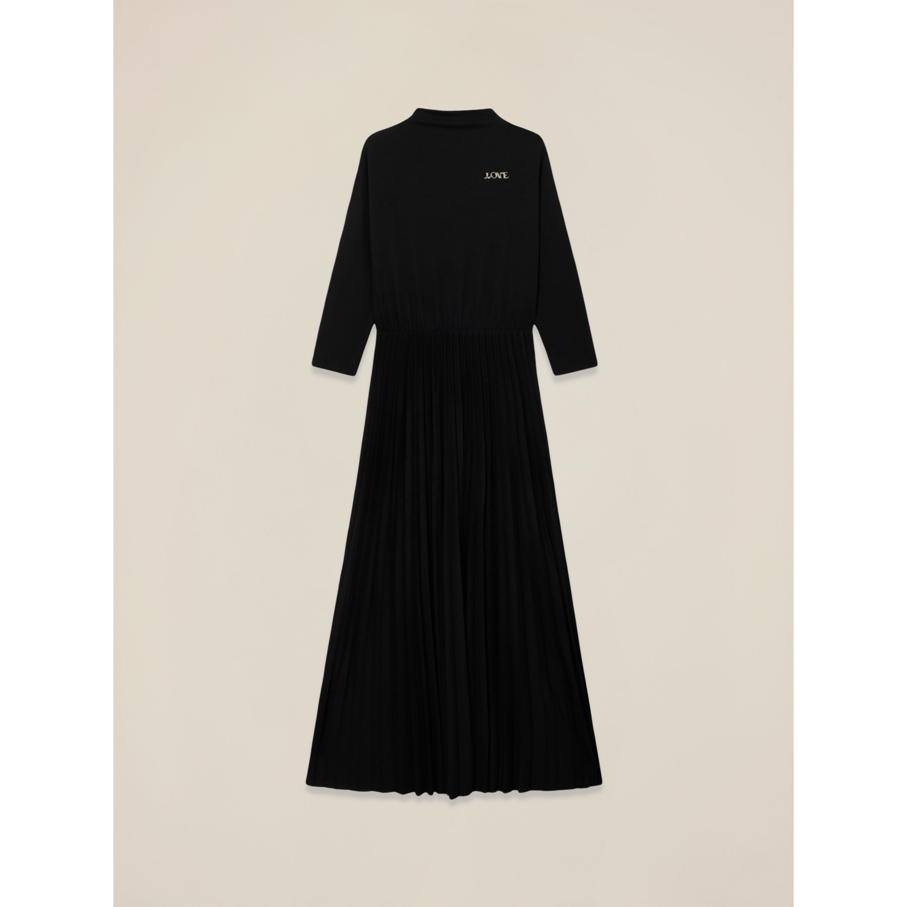 Oltre - Vestito flare misto viscosa con spilla - Nero