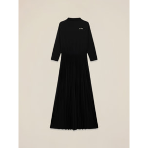 Oltre - Vestito flare misto viscosa con spilla - Nero